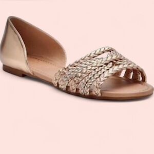 Champagne Gold Braided Flat Sandals (Like New)
